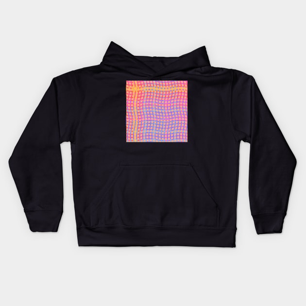 Wavy Plaid Rainbow on Soft Orange Repeat 5748 Kids Hoodie by ArtticArlo